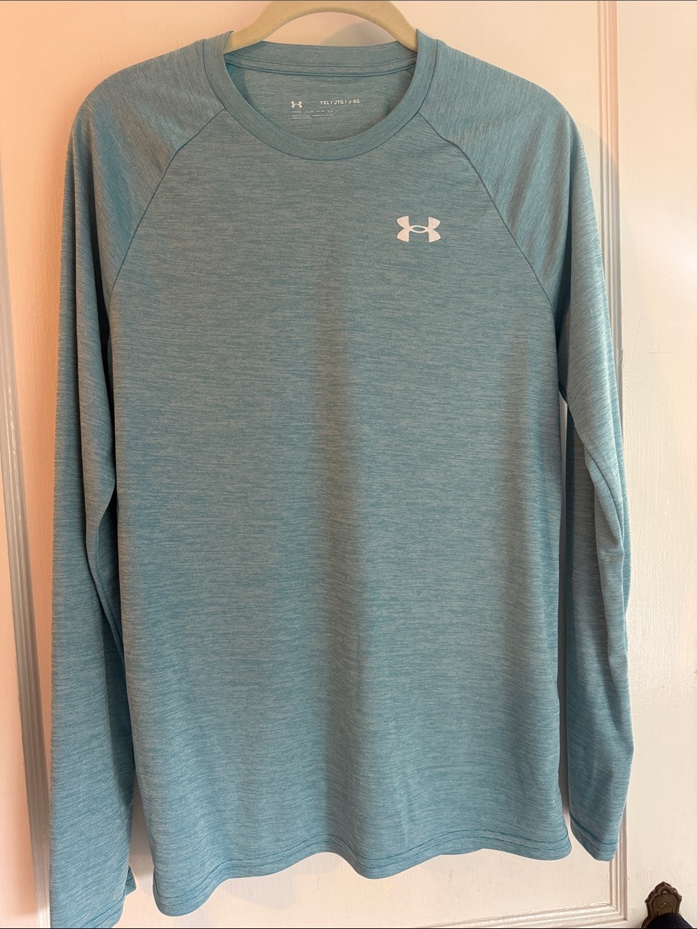Under Armour Boys Long-Sleeve Heather Teal Performance Shirt